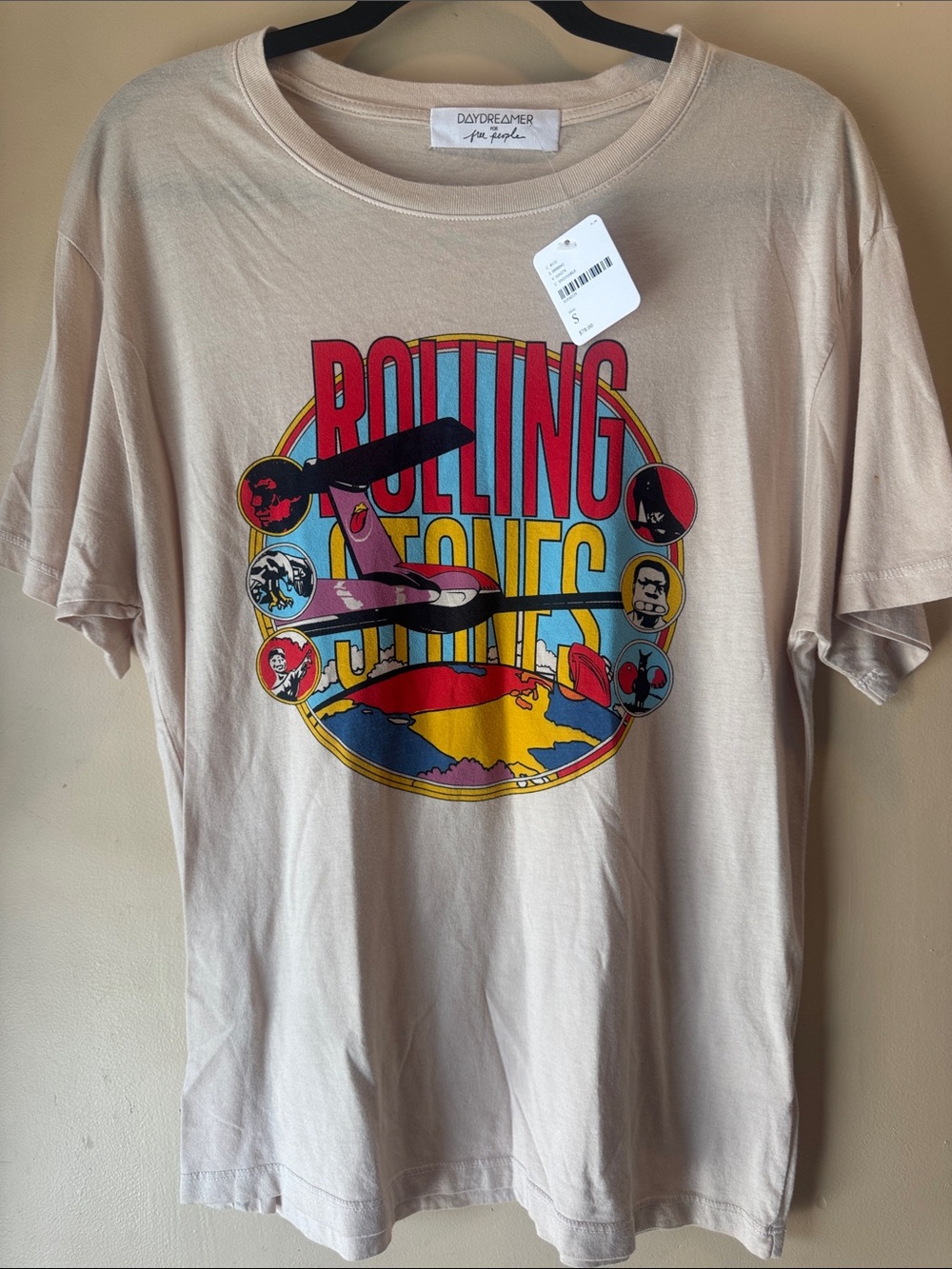Daydreamer for Free People Beige Rolling Stones Graphic Tee